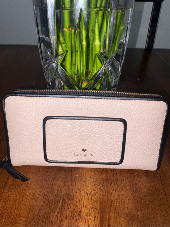 kate spade Handbags - Kate Spade pebble leather blush pink zip-around wallet with black trim. NWOT.